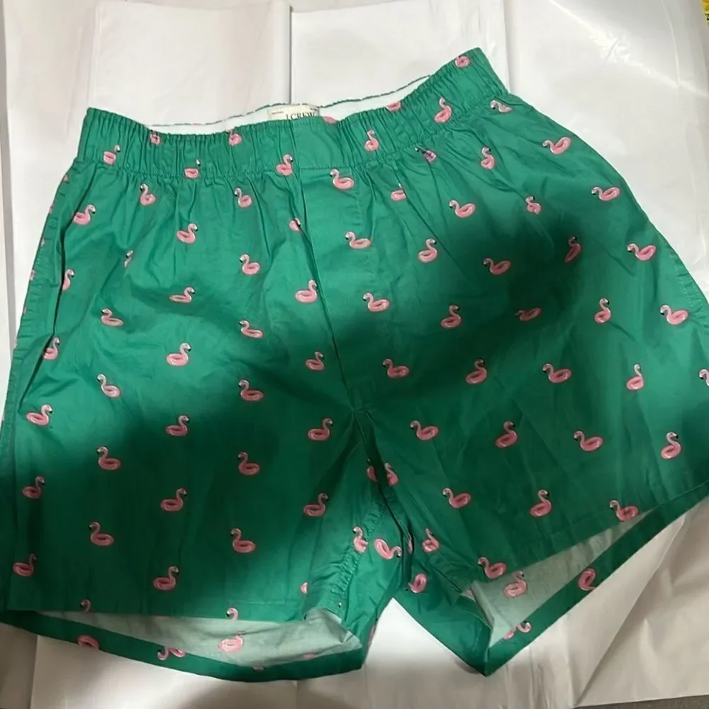 J. Crew Factory bv599 Pink and green flamingo boxers size small NWT